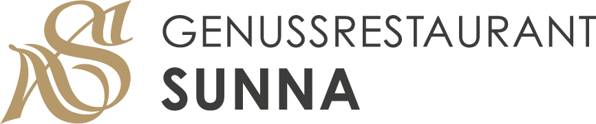 Logo for Genussrestaurant Sunna in Ischgl. It features stylized MS letters in gold on the left and the restaurant name in sleek black text on the right.